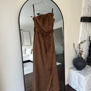 JLUXLABEL Brown Strapless Dress